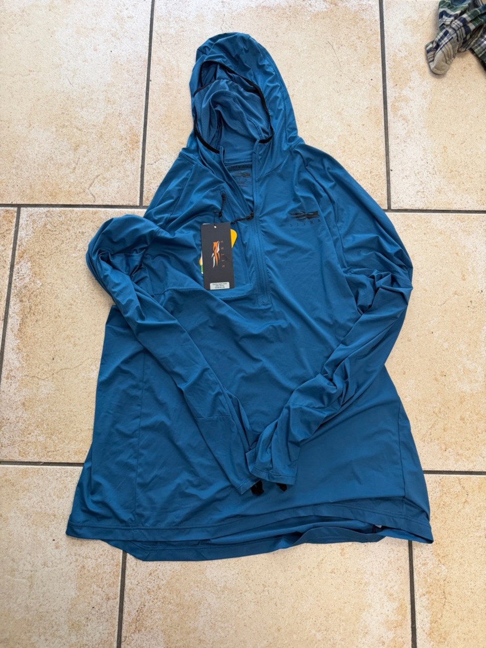 Men's Long Sleeve Hooded Performance Shirt - Teal Blue